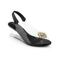 thumbnail image 1 of BLISSFUL STEP Chaussures pour Femmes Talons Compensés Transparents à Strass Bout Ouvert Slingback Chaussures Transparentes Noir 7, 1 of 7