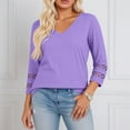thumbnail image 2 of Womens Top Crewneck Purple Womens Long Sleeve T Shirt Womens Basic Tops Fall Top Women, 2 of 5