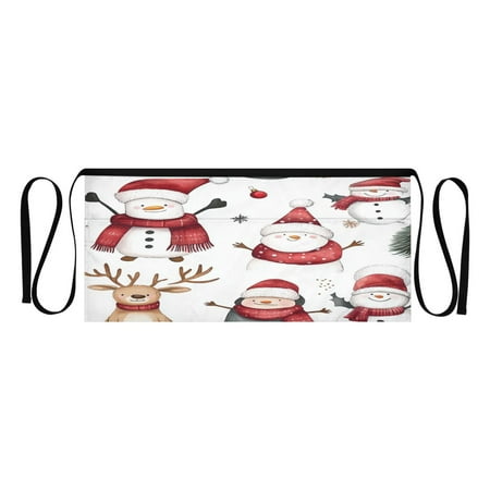 

Cute Watercolor Santa Claus Adult short apron with 3 separate pockets Unisex Waiter s Apron for restaurant bistro 25.2×11.8in
