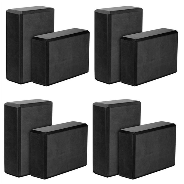 Paquete de 8 Bloques de Yoga, 23 X 15 X 7,6 cm Bloques de Yoga de Espuma EVA de Alta Densidad para Ejercicios, Respetuosos con el Medio y Livianos, Negro