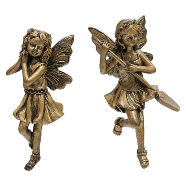 2 piezas de hermanas hadas estatuas accesorios de maceta de flores adornos colgantes de resina de resina lindo multipropósito