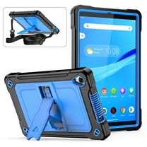 Allytech Shockproof Case for Lenovo Tab M8 / Smart Tab M8 / Tab M8 FHD TB-8505F / TB-8505X 2019 8.0 Inch, Kickstand Shoulder Strap Rugged Drop Protection Bumper Defender Kids Friendly, Black Blue