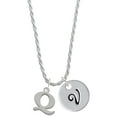 thumbnail image 1 of Delight Jewelry Silvertone Large Initial - Q - Silvertone Script Initial Disc - V - Charm Necklace, 20"+3", 1 of 4