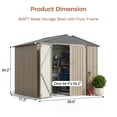 thumbnail image 2 of Homall 8 x 6 ft Outdoor Storage Shed, Durable Patio Metal Storage Shed with Floor Frame & Lockable Doors for Garden Backyard Lawn, Brown, 2 of 7