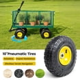 thumbnail image 5 of 3-in-1 Oversized Steel Garden Cart, 880 LBS Heavy Duty Mesh Metal Utility Cart, All-Terrain Pullable Wagon with Removable Liner, Side Panels & Mesh Tray for Lawn, Patio, Landscaping, Green, 5 of 11