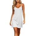thumbnail image 3 of Lenpel Summer Nightgowns for Women V Neck Sleeveless Racerback Sleepwear Mini Dresses Comfy Soft Casual Loose House Dresses, 3 of 7