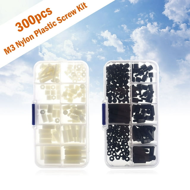 IFANLANDOR Nylon Screw Nut Stand-Off Assortment Kit 300Pcs White for Handyman and Engineers