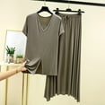 thumbnail image 2 of Uaswgudfs Womens Sleeveless Pajamas Set Cotton pajamas Pj Sets V-Neck Short Sleeve Hem split Top and Maxi skirt Sleepwear Summer 2 Piece Loose Loungewear, 2 of 3