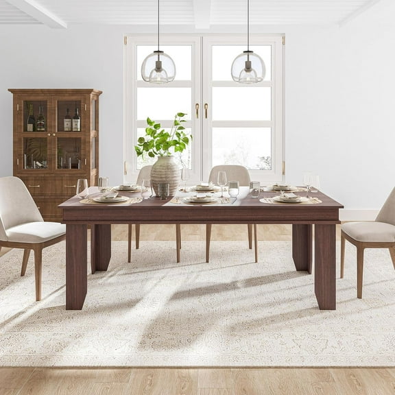 Wooden Dining Table 70.87 Inch,Brown Kitchen Table Seats 6-8 People for Dining Room & Family Dinner