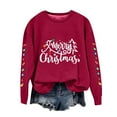 thumbnail image 3 of Craaazy Christmas Women's Fashion Long Sleeve Round Neck T-Shirt Christmas Printing Loose Blouse Hoodless Sweatshirts Top Gifts, 3 of 4
