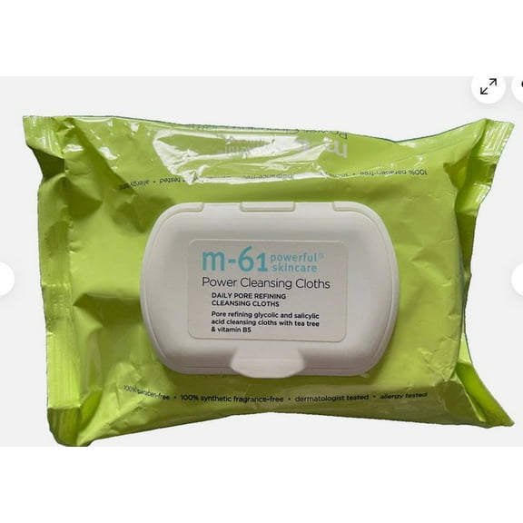 M-61 Power Cleansing Cloths - Daily pore refining glycolic and salicylic acid cleansing cloths with tea tree & vitamin B5.