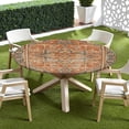 thumbnail image 5 of Vintage Round Fitted Tablecloth with Elastic Edge,Water-Resistant Wipeable Boho Brown Carpet Distressed Rust Dull Teal Tapestry Table Cover for 48-52" Stretch Table Cloth for Dinner Indoor Outdoor, 5 of 8
