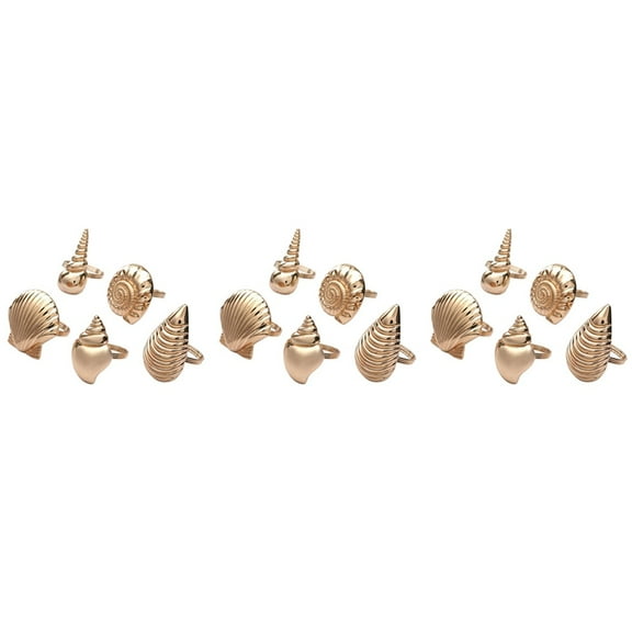 15X Coastal Theme Sea Shells Metal Napkin Rings for Weddings Receptions,Dinner Parties,Family Gatherings,Table Supplies