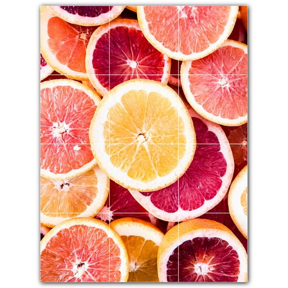 Picture-Tiles.com: Fruit Ceramic Tile Wall Mural WAL500712-34S. 12.75"W x 17"H using (12) 4.25" x 4.25" Ceramic Tiles-Satin Finish
