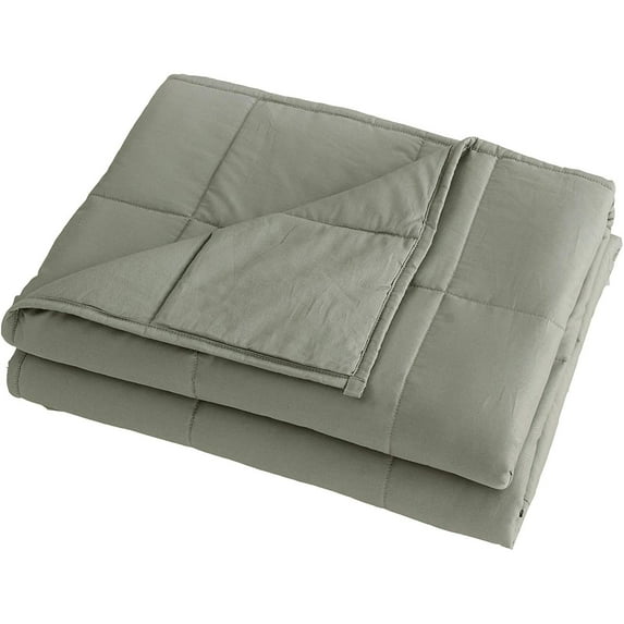 Chezmoi Collection Weighted Blanket (25 lbs 60"x80") Cool Heavy Cotton Blanket with Glass Beads, Evergreen Fog