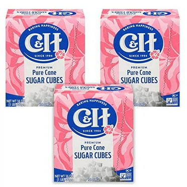 CH Premium Pure Cane Sugar Cubes, 1 LB Box (Pack of 3)