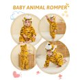 thumbnail image 4 of MICHLEY Unisex Infant Toddler Animal Flannel Hooded Romper Jumpsuit, Fall Winter Warm Soft One-Piece Onesie, Machine Washable, 0-3T, 4 of 7
