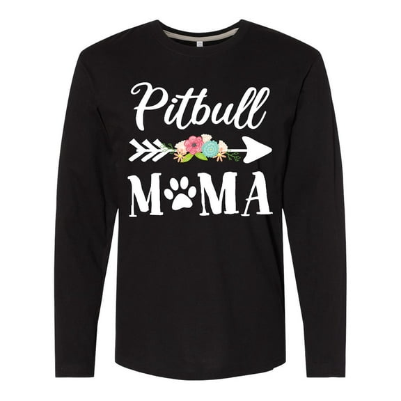 Inktastic Pitbull Mama with Arrow and Flowers Long Sleeve T-Shirt
