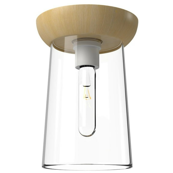 FM542007WHWK-Alora Lighting-Emil - 1 Light Flush Mount-10 Inches Tall and 7 Inches Wide-White/White Oak Finish