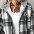 thumbnail image 4 of Xdegoge Fleece Lined Hoodies for Women Zip Up Drawstring Hoodie Coat Vintage Plaid Jackets with Side Pocket Outdoor Keep Warm Jacket Casual Thermal Coats, 4 of 6