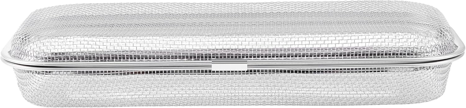 ABPETE Chopstick Holder for Dishwasher, Kitchen Small utensil organizer for drawer, Mesh 304 Stainless Steel with Lid and Lock, Great accessory for Chopstick or Straw