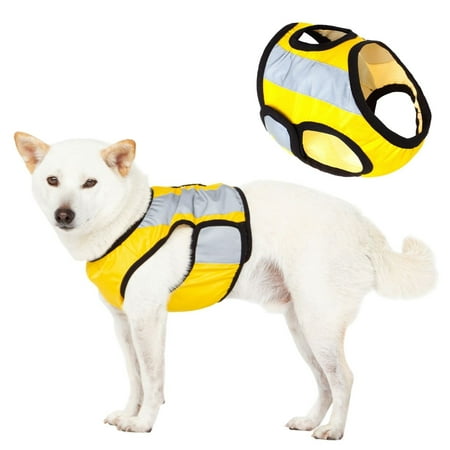 

Gooby Safety Vest - Yellow Large - High Visibility Reflective Linings Pullover Safety Vest for Dogs with Top Opening Without Harness