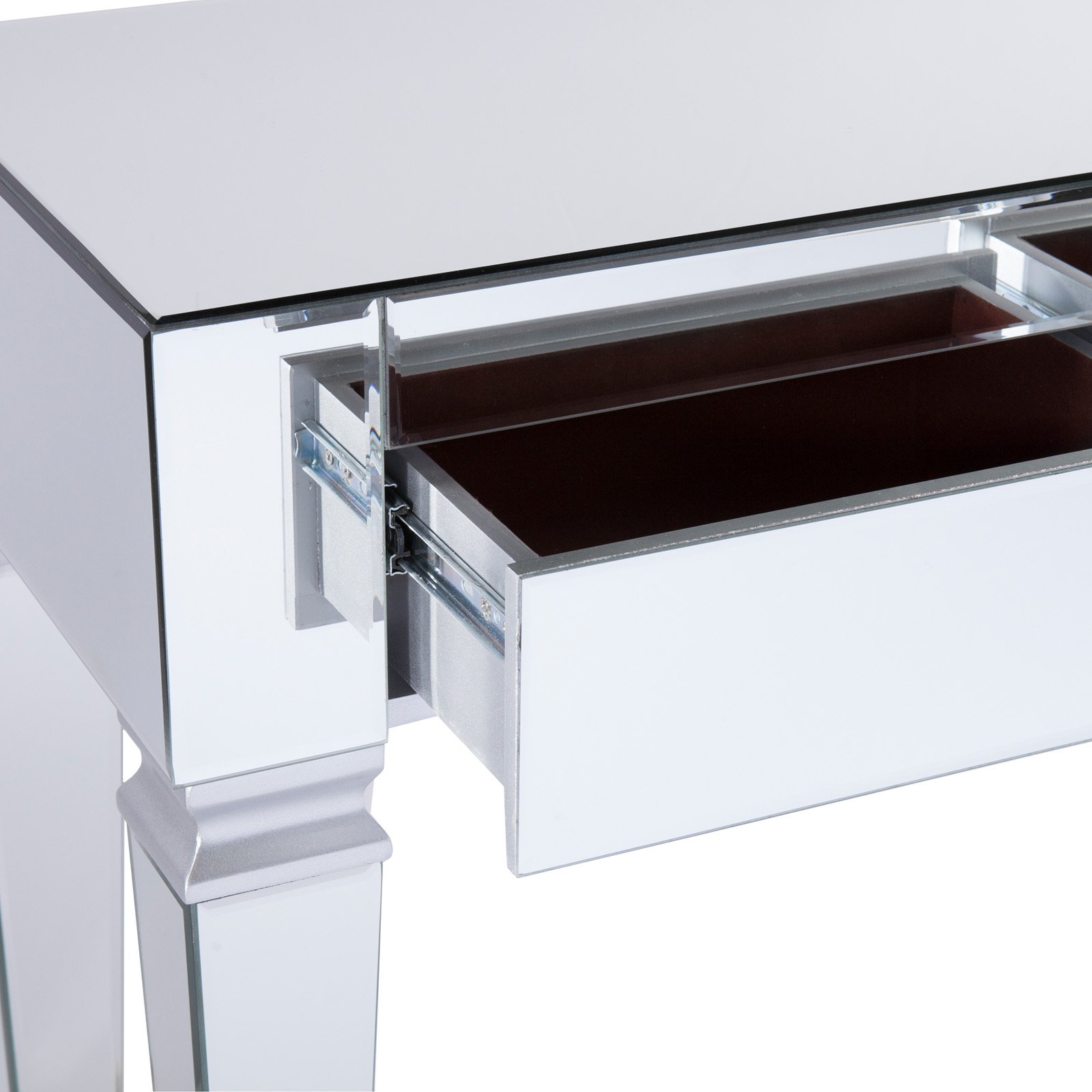 46" Clear and Silver Contemporary Beveled Mirror Rectangular Top Console Table - image 5 of 10