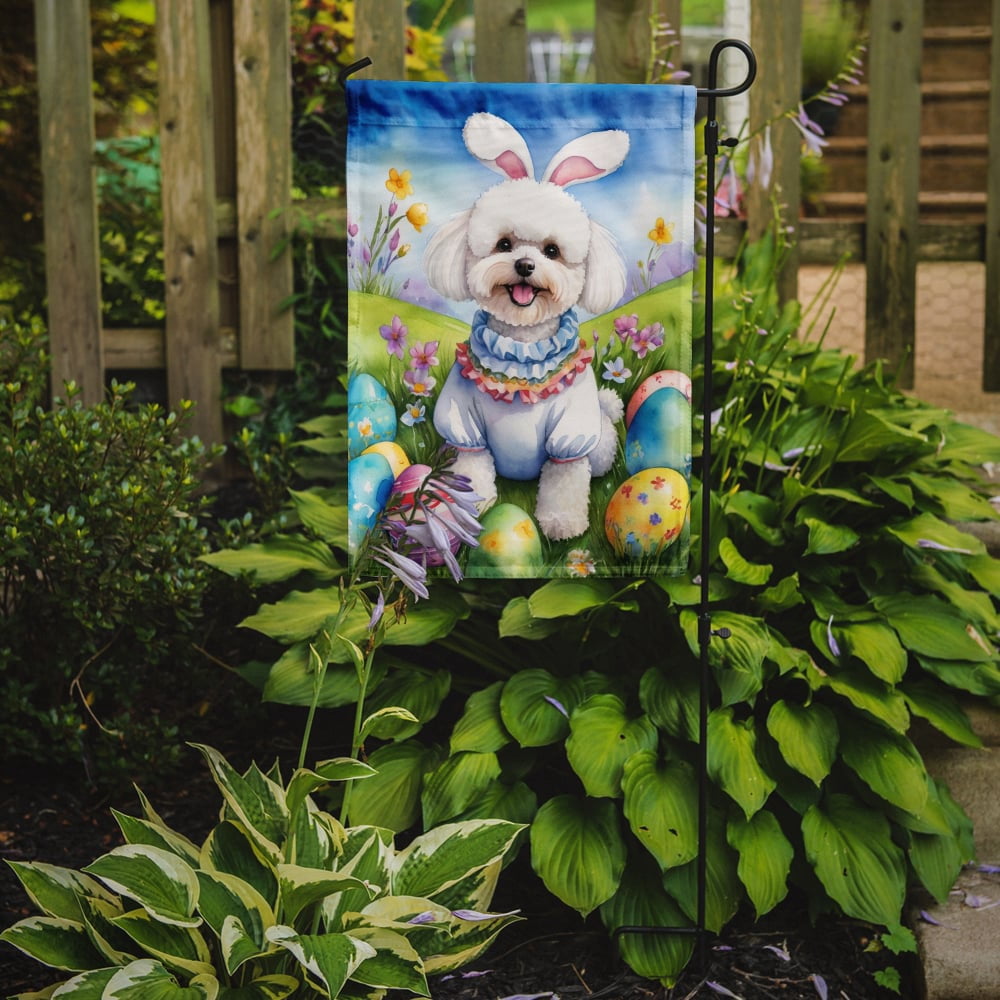 Bichon Frise Easter Egg Hunt Garden Flag 11.25 in x 15.5 in