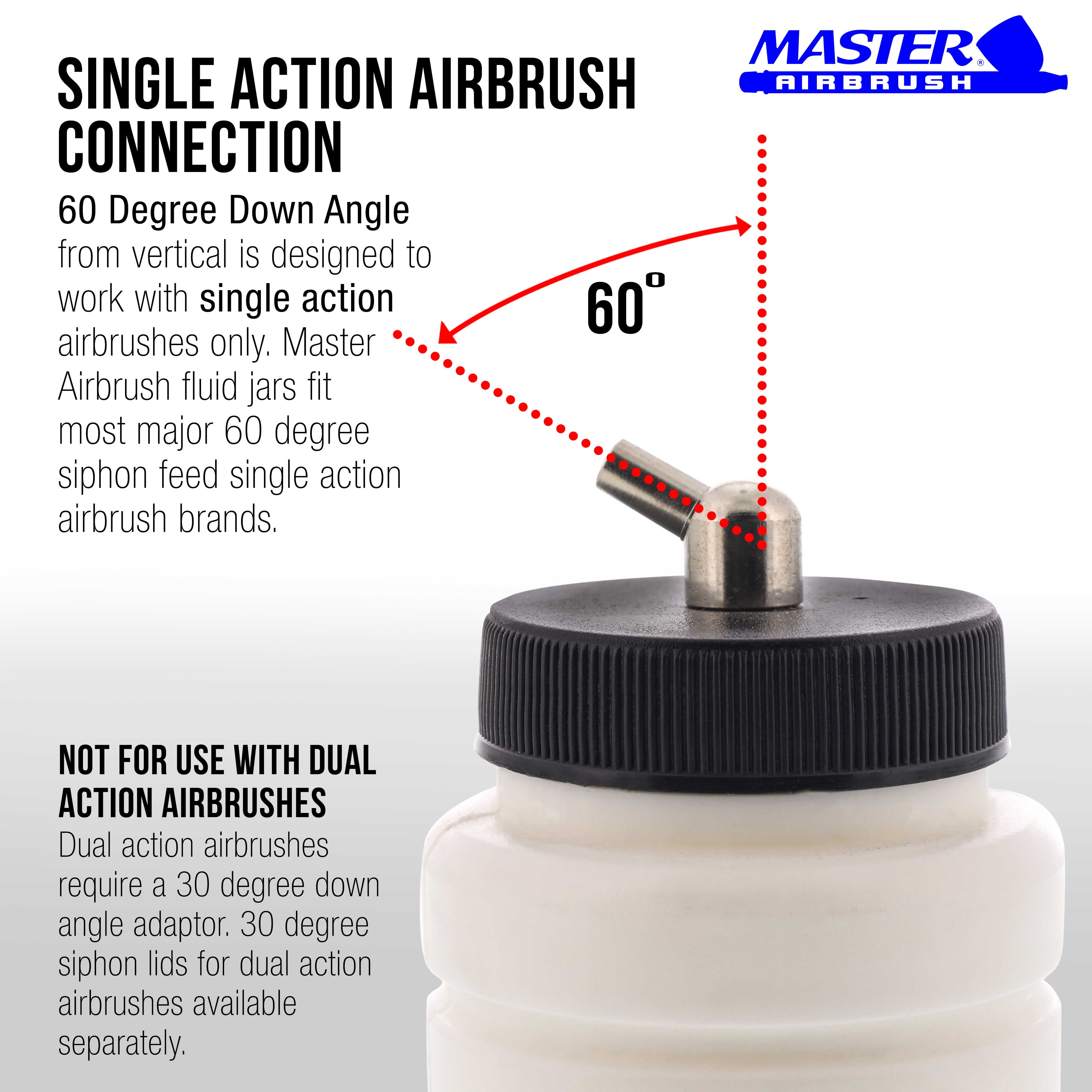 Master Airbrush® Brand Set of 10 Glass 2.7 Ounce with 60° Angle Adapter