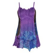 Mogul Women's Strap Tunic Top Purple Embroidered Casual Tank Tops