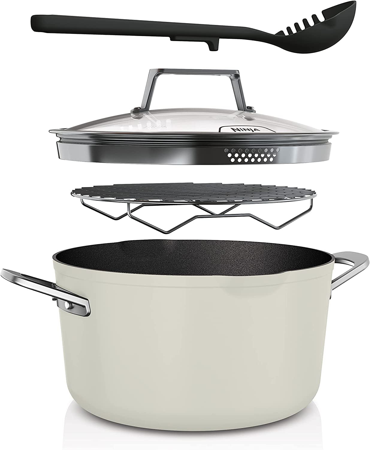 Ninja CW202GY Foodi NeverStick PossiblePot, Premium Set with 7-Quart  Capacity Pot, Roasting Rack, Glass Lid & Integrated Spoon, Nonstick,  Durable & Oven Safe to…