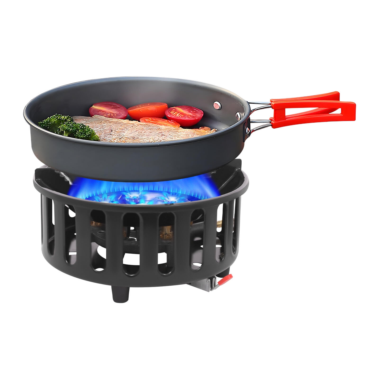 Portable Camping Stove with 3 Adapters - 72,000 BTU Outdoor Burner - Windproof Gas Stove for Hiking, Backpacking & Picnics