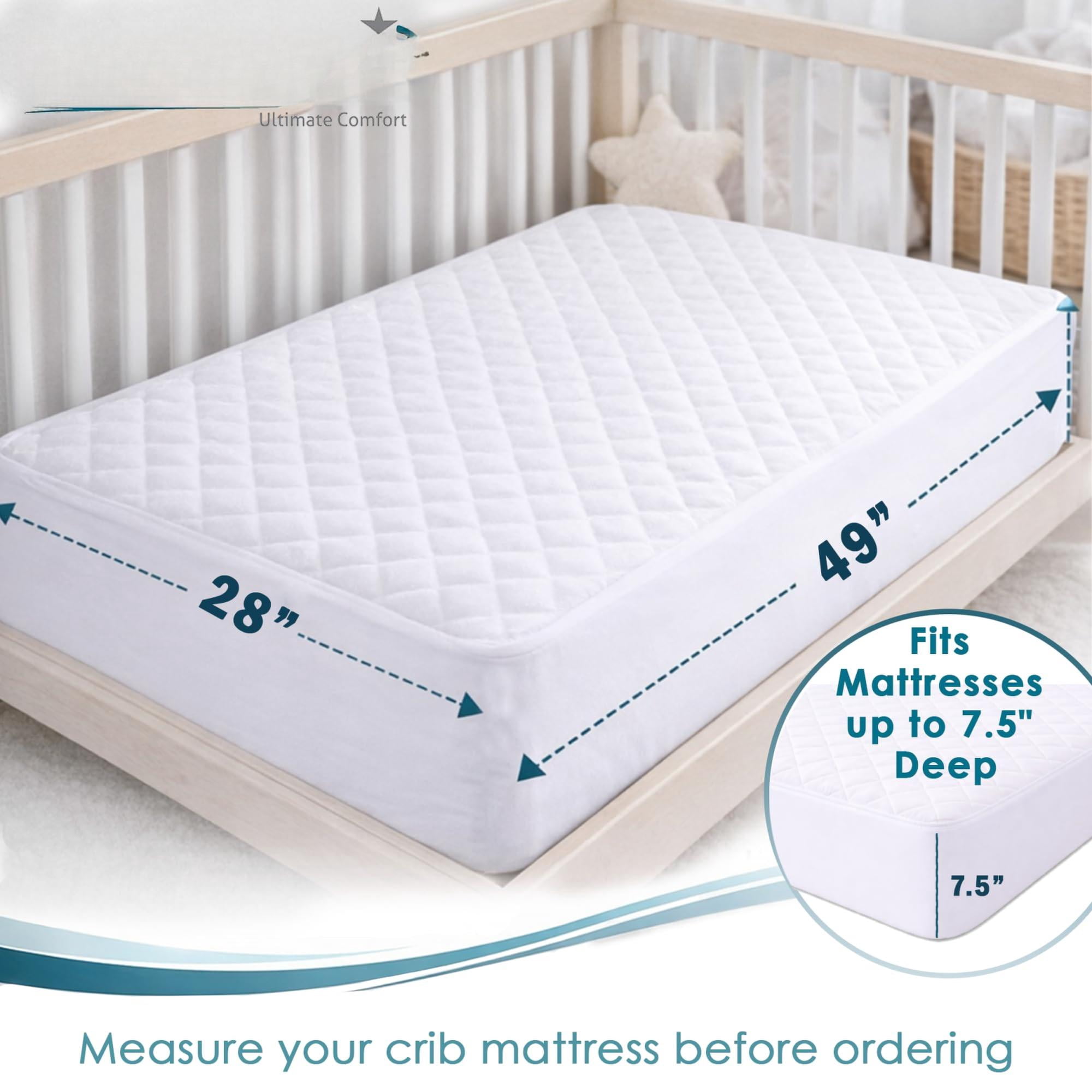 Mattress Protector  28"x49" Waterproof Noiseless Ultra Soft Viscose Made From With Quilted Terry Cotton Top White Fitted Sheet Style Cover