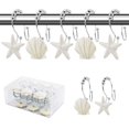 thumbnail image 1 of BEAVO Seashell Ganchos para cortina de ducha, 12 piezas de doble rodillo deslizante de acero inoxidable resistente al óxido, anillos decorativos para cortina de ducha para baño, habitación de bebé, do, 1 of 5