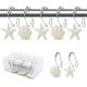 thumbnail image 1 of BEAVO Seashell Ganchos para cortina de ducha, 12 piezas de doble rodillo deslizante de acero inoxidable resistente al óxido, anillos decorativos para cortina de ducha para baño, habitación de bebé, do, 1 of 5