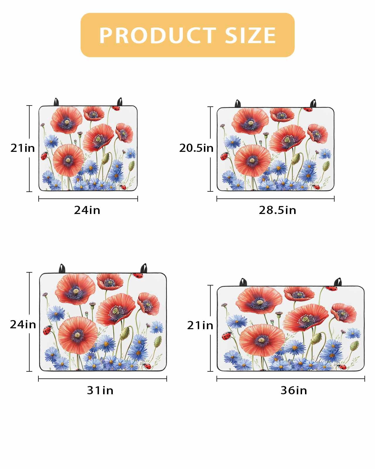 nqOlkjepod Large Induction Cooktop Protector Mat 24"x21", Independence Day Stove Top Covers for Electric Stove, Vintage Flower Watercolor Red Blue Stove Burner Cover Mats, Glass Top Stove Cover