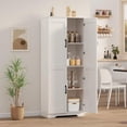 thumbnail image 2 of 60-pulgada de altura pantry gabinete kitchen almacenamiento con 2 doors y adjustable estantes freestanding de madera cupboard para bathroom dining room y sala de estar (blanca), 2 of 7