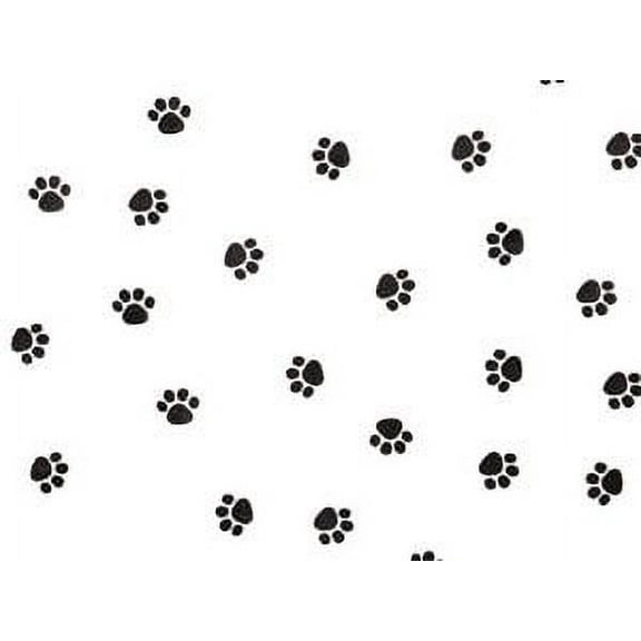 Black and White Pet Paw Print Gift Wrap Pom Pom Wrapping Paper Tissue Sheets -24ct