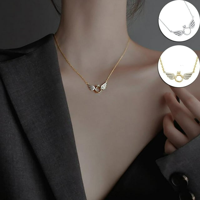 PVCS Angel Wing Necklace,Angel Diamond Pendant Necklace