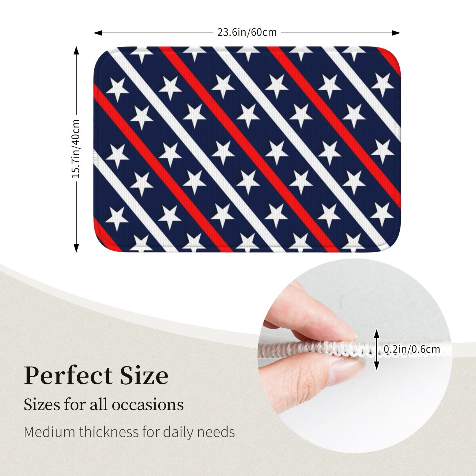 Vsdgher Patriotic Star Hem Mat 40x60 - Multipurpose Doormat for Indoor & Outdoor Use - Welcome Your Guests with our Entrance Mat