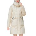 thumbnail image 2 of Gamivast Quilted Jackets for Women with Hood Long Zip up Button Warm Coats with Pockets Trendy Stand Collar Long Sleeve Jacket Winter Clothing for Cold Weather, 2 of 6