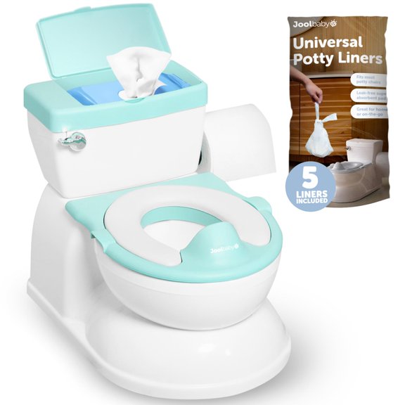 Potty Jool Baby Real Feel 2 en 1 con almacenamiento de toallitas, color aguamarina