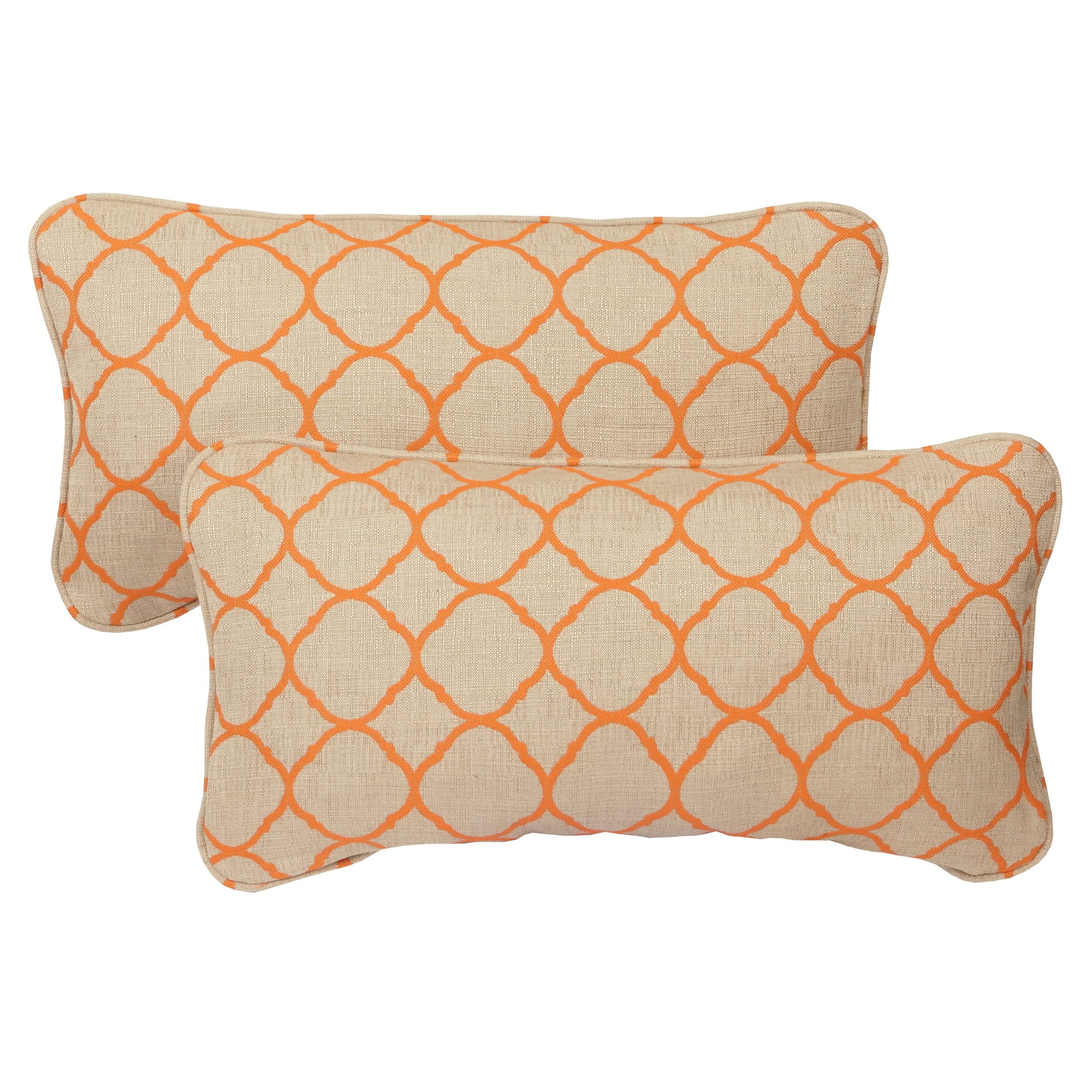Humble And Haute Moroccan Orange Indoor Outdoor Corded 12 X 24 Inch Lumbar Pillows With Sunbrella Fabric Set Of 2 Walmart Com Walmart Com