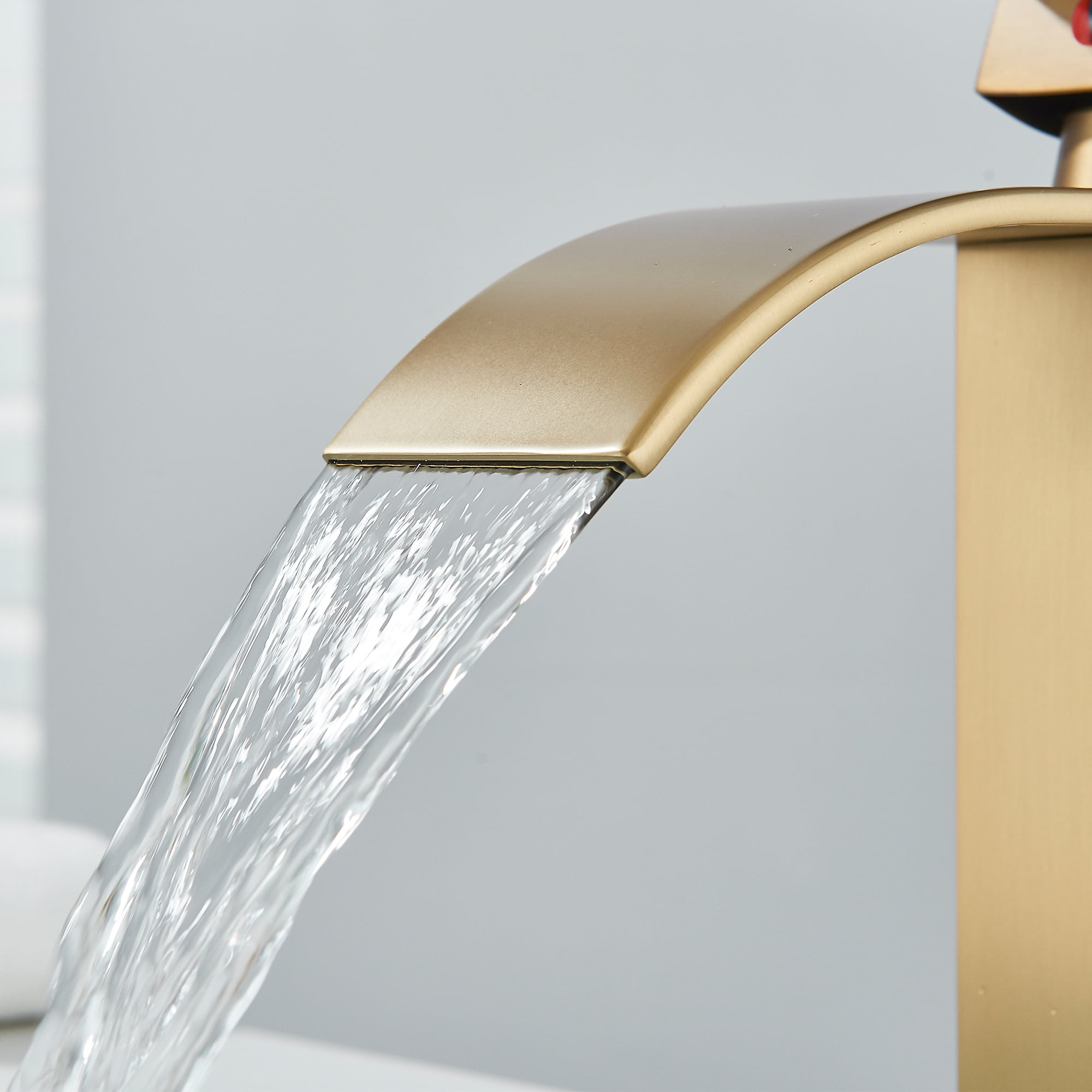 Zovajonia Gold Basin Mixer Tap Single Lever Handle Faucet Waterfall Bathroom Sink Counter Taps