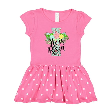 

Inktastic He is Risen Floral Print Cross with Beautiful Flowers Gift Toddler Girl Dress