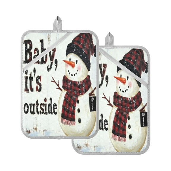 BZSMCE Pot Holder Oven Mitts Cooking baking Cute Snowman with Scarf Creative Pattern Size:7x9.8in