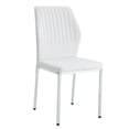 thumbnail image 5 of Hi loPres Set of 6 Modern Dining Chairs, White PU Leather Side Chairs with Ergonomic Vertical Striped Back and Silver Metal Legs for Kitchen, Office, 5 of 6