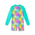 thumbnail image 2 of Serdomi Toddler One Piece Rash Guard Swimsuits Long Sleeve with Zipper Front Tropical Leaves Bathing Suit Size 10, 2 of 7