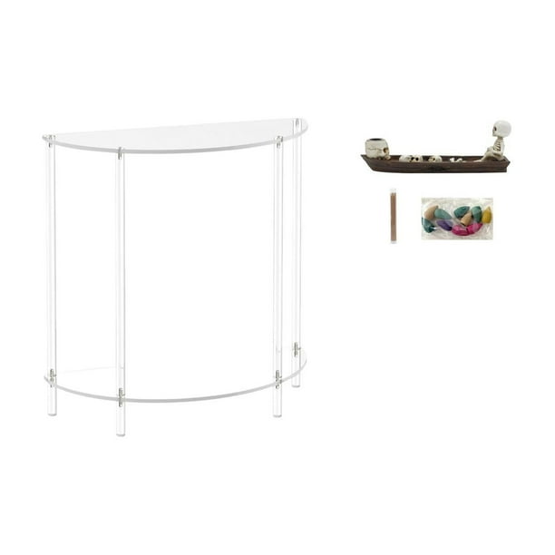 Mesita de noche de acrílico,Mesa auxiliar de acrílico transparente Mesa auxiliar transparente en capas,Mesa pequeña de acrílico,mesita de noche pequeña,compacta,Porta incienso,Figura de