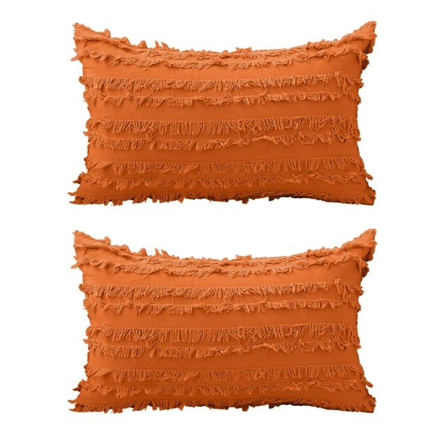 Pieza Boho Trim Throw Pillow Algodón Lino Sofá Throw Pillow para Sofá, Sofá, Cottage Throw Pillow para Sala de Estar 12 x 20